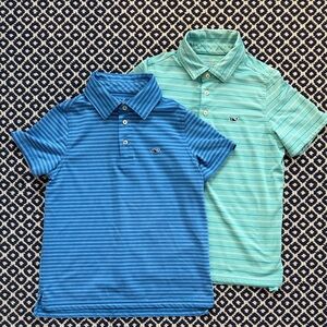Lot of 2 Vineyard Vines Striped Kids Polos in Blue and Mint
